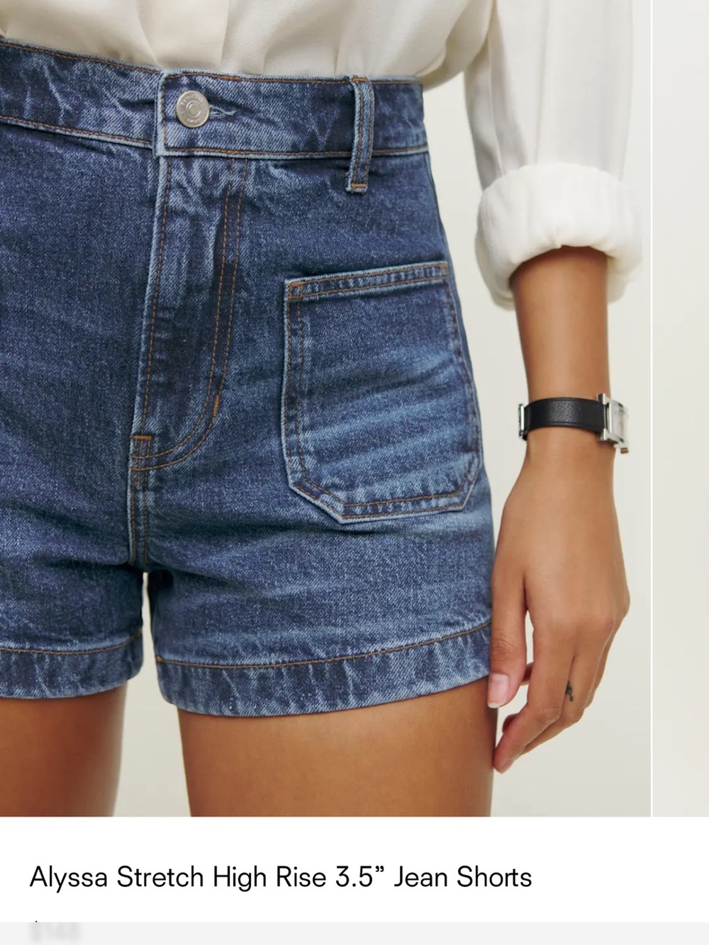 Reformation Alyssa High Rise Jean Shorts in Anguilla Wash 25 organic cotton